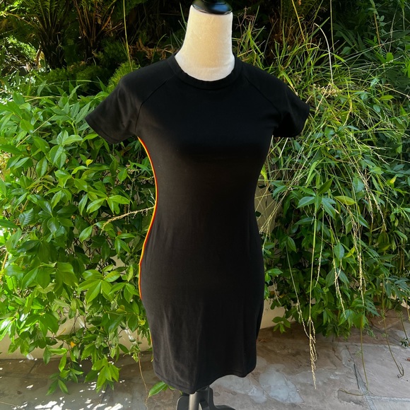 Silence + Noise rainbow  T-shirt dress. Black with rainbow stripes. Size S. - Picture 5 of 10